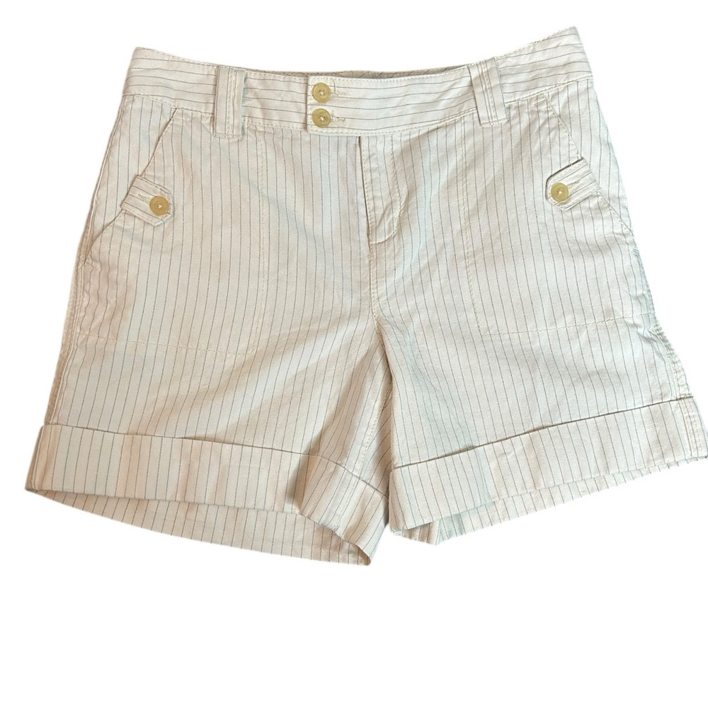 Banana Republic Cream Pinstripe Bermuda Shorts